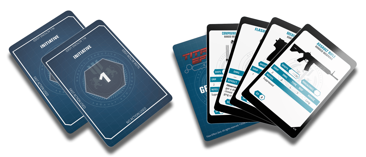 Gear Cards and Initiative Cards.