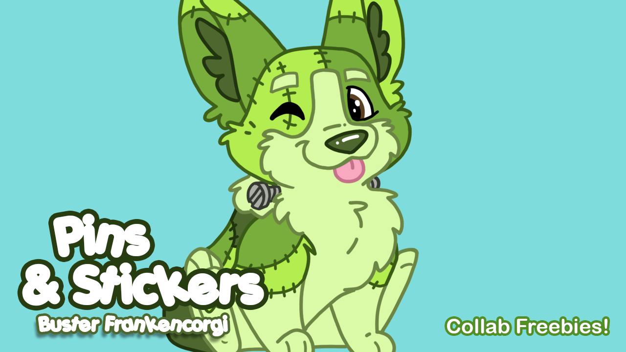 Buster Frankencorgi Pins & Stickers