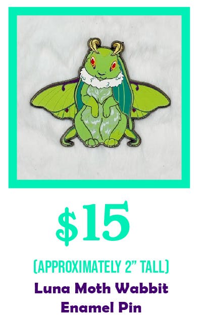 Luna Moth Wabbit Enamel Pin