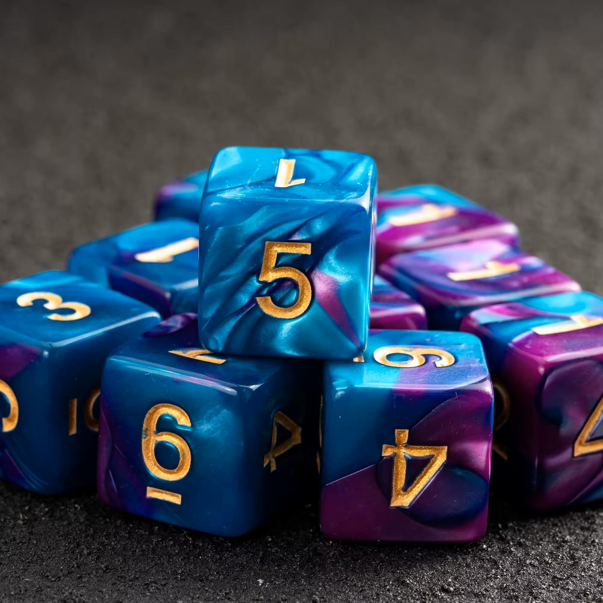 Swirly Opaque Blue-Purple w/ Gold numbers