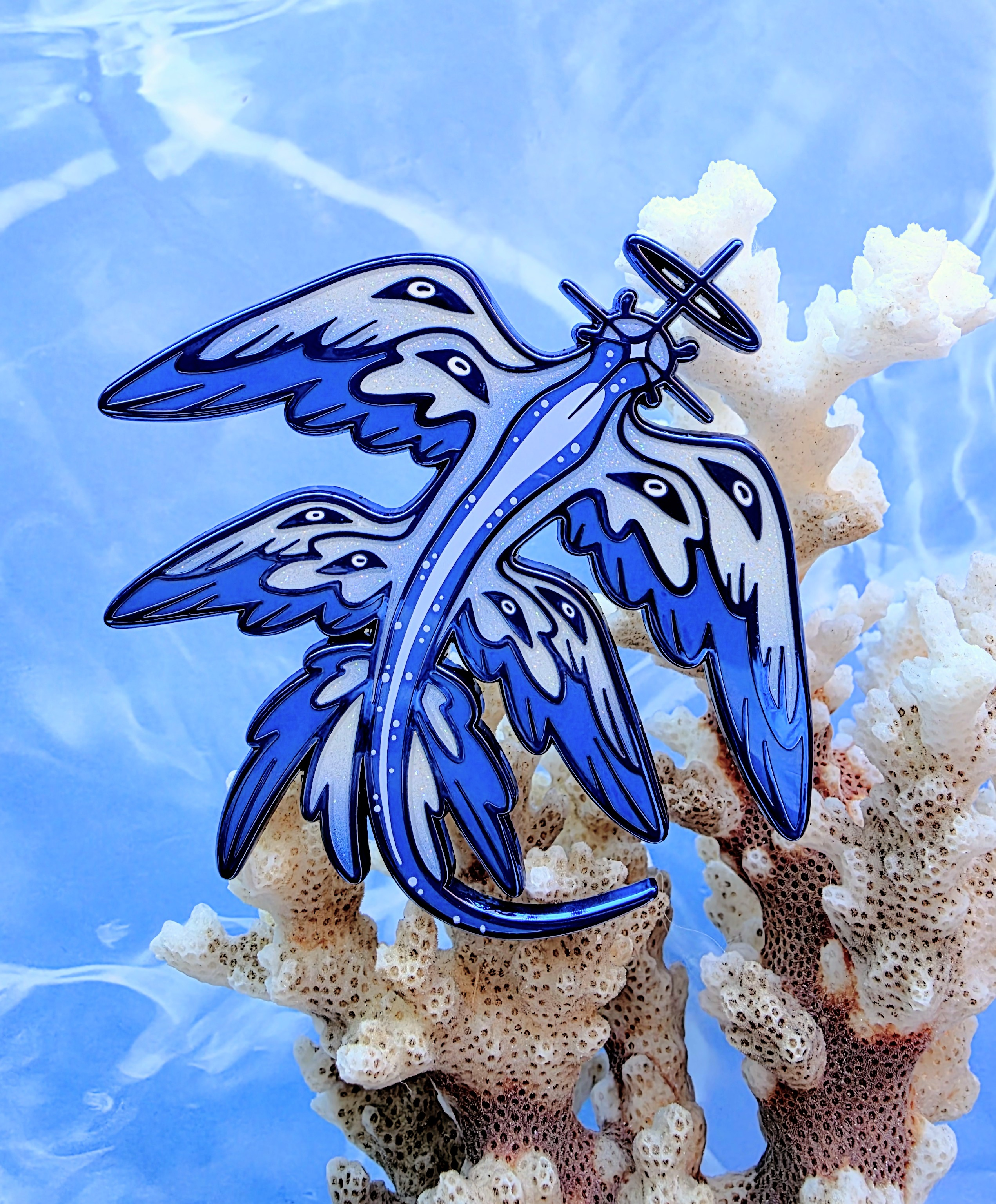 Angelic Blue Dragon | 2.5 inch Angelic Nudibranch Enamel Pin