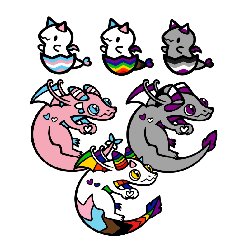 Three Dragon Pins & Three Hatchling Mini Pins