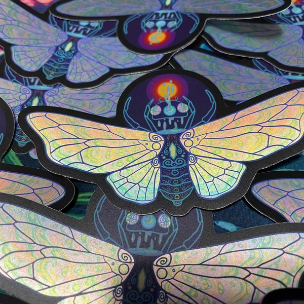 Iridescent cicada vinyl sticker