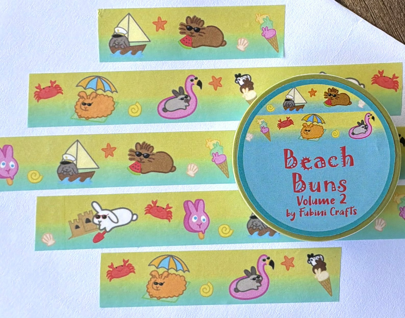 WASHI TAPE - Beach Buns Volume 2 15mm x 10m