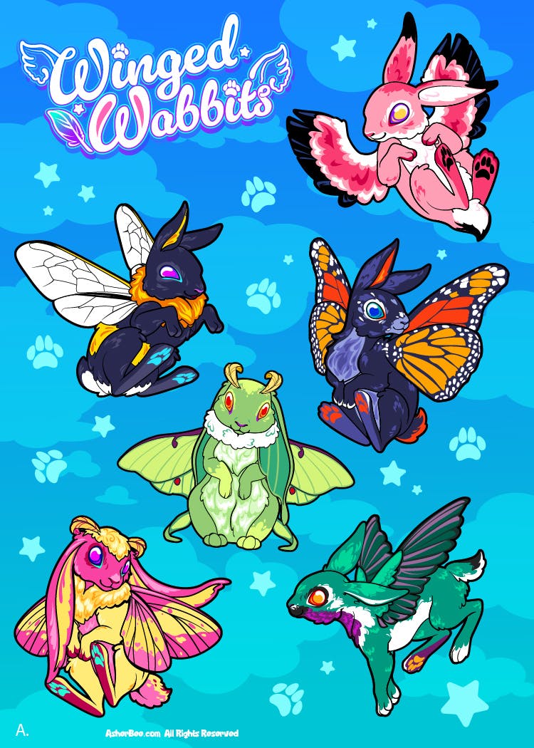Winged Wabbit Sticker Sheet A