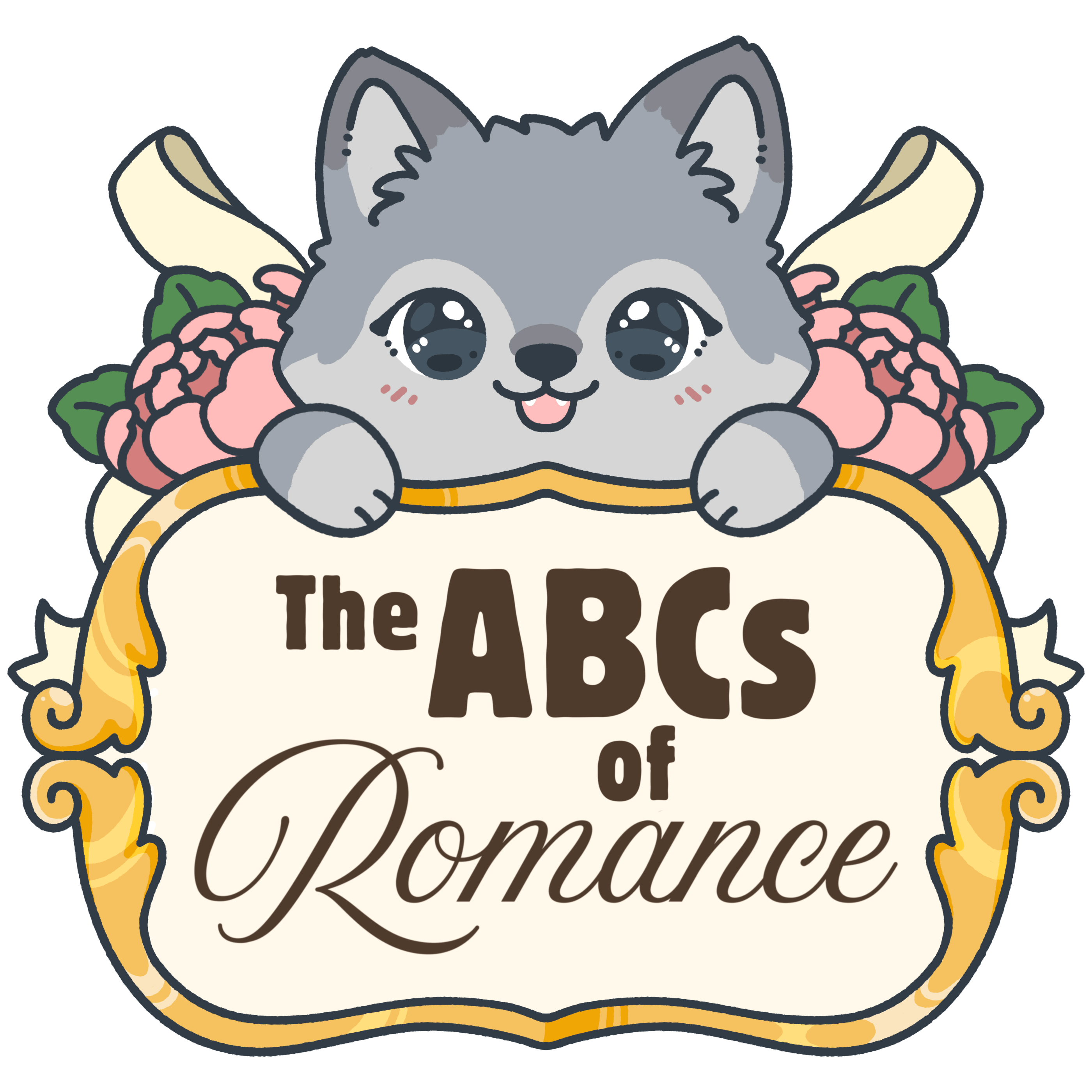 The ABCs of Romance sticker with a cute wolf