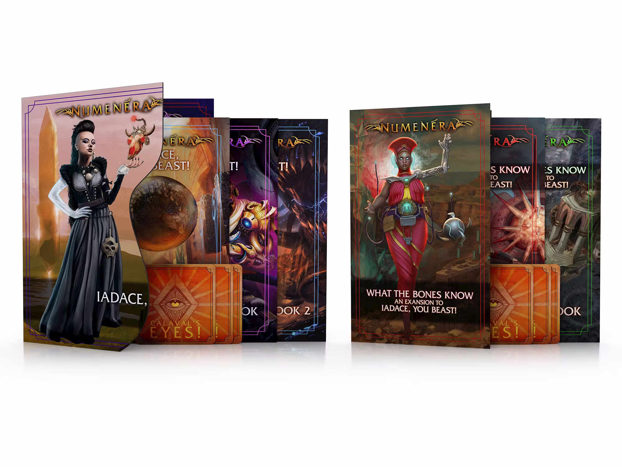 Image showing mockups of Iadace, You Beast solo game and the expansion to it What the Bones Know.