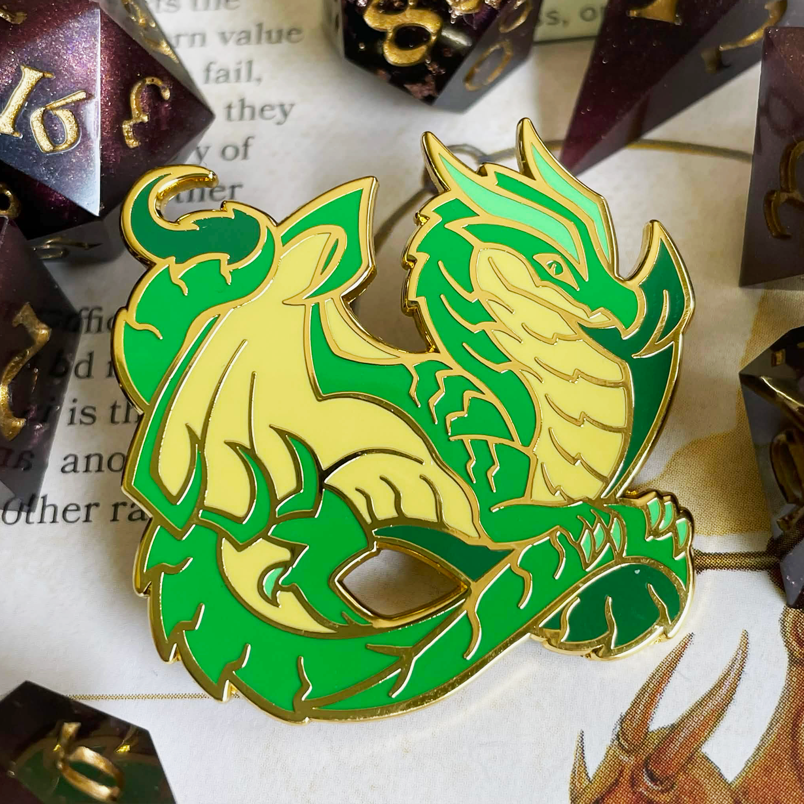 Emerald Dragon Enamel Pin