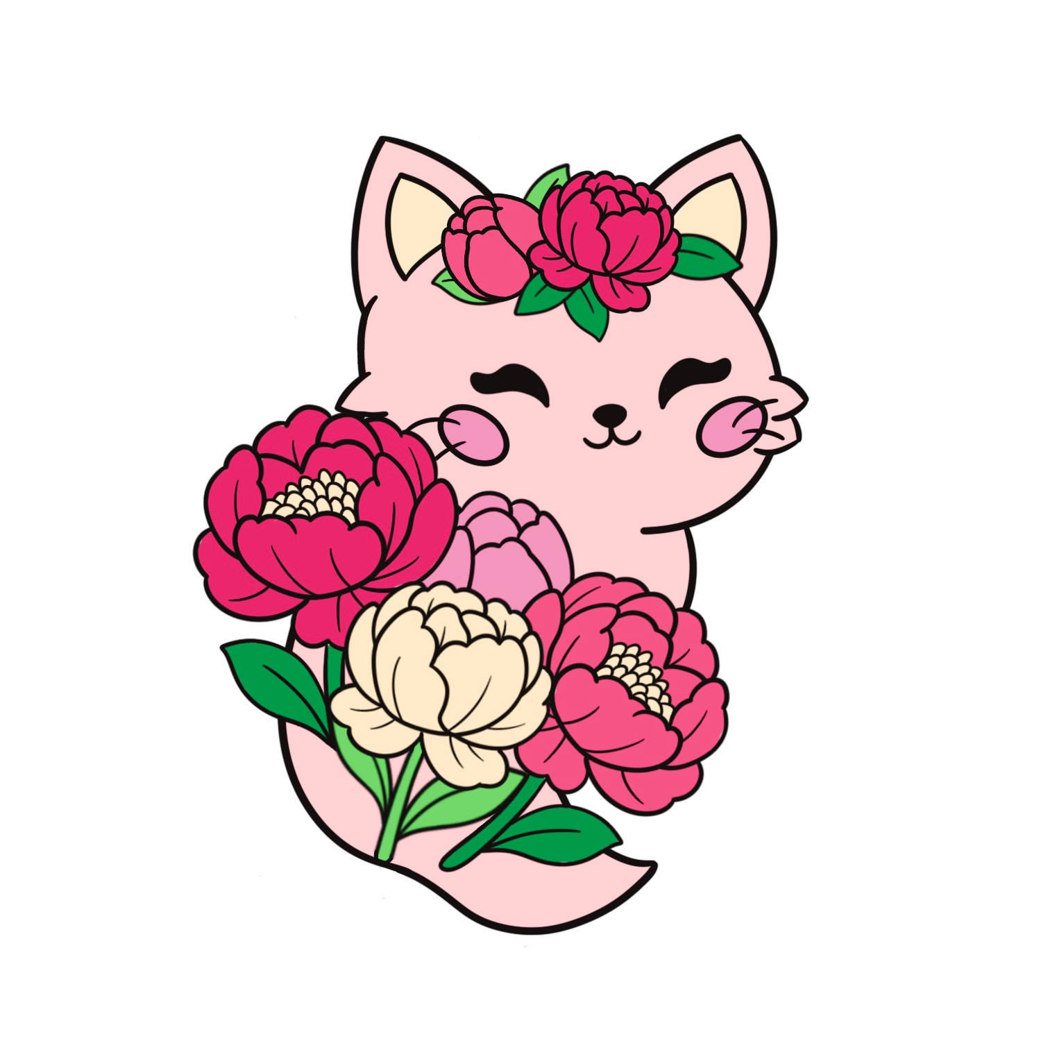 Peony Kitty Pin