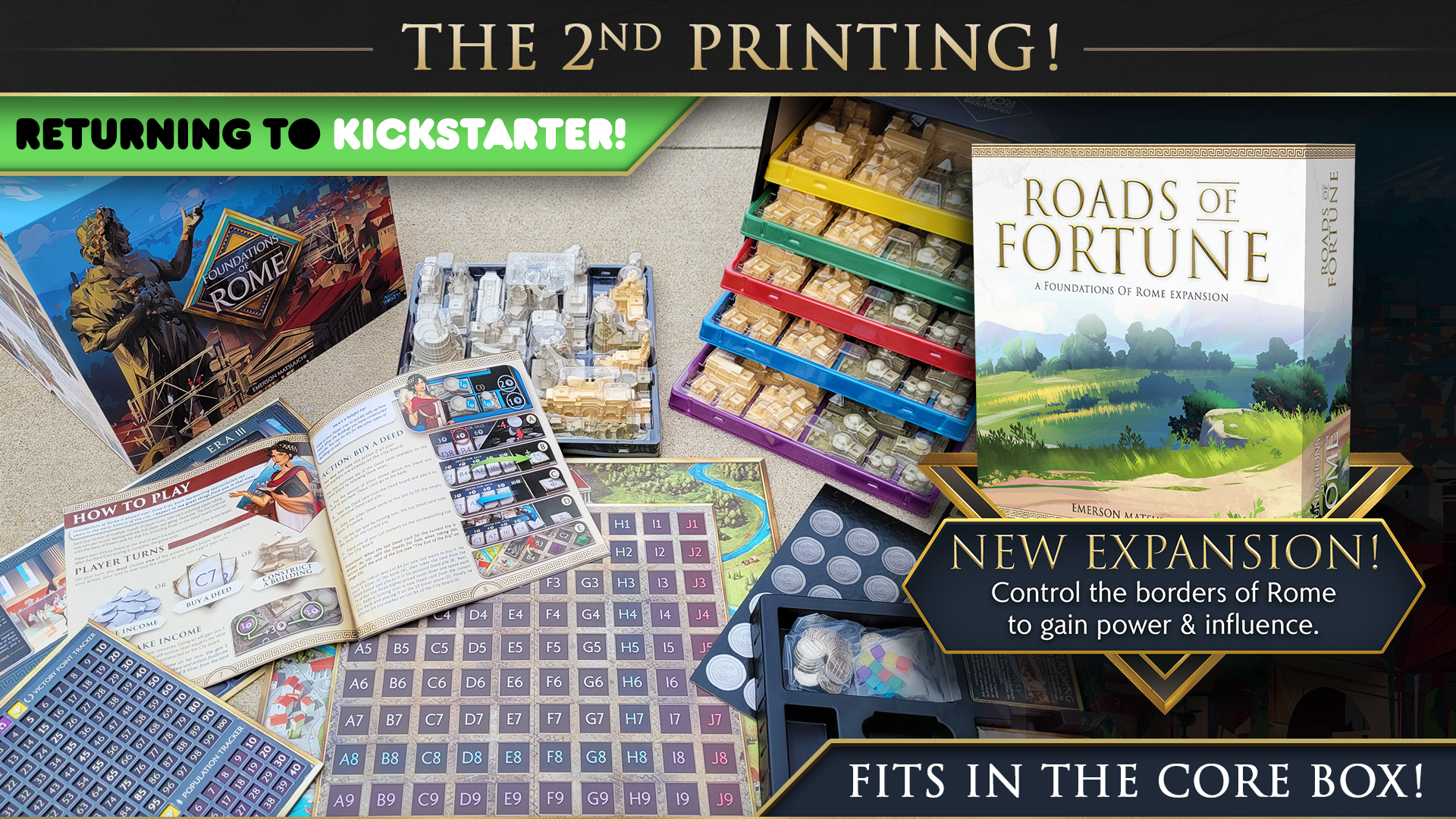 Foundations of Rome Reprint and Roads of Fortune Expansion Kickstarter