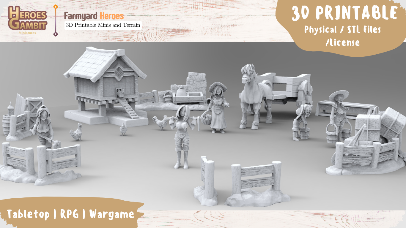 Get Ready for Farm Girl Heroes - 3D Printable Miniatures | Resin STL Format