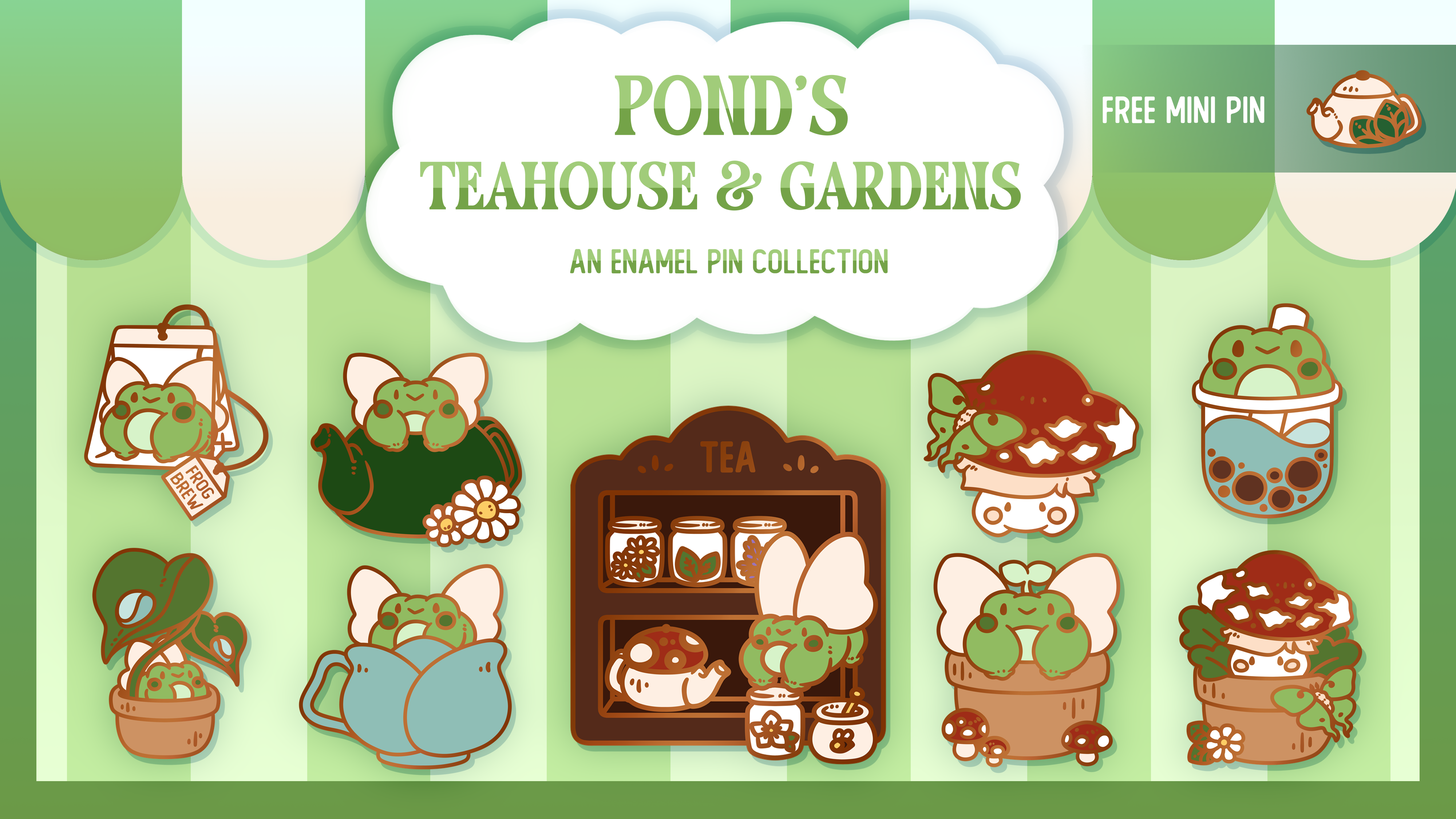 Get Ready for Pond's Teahouse and Gardens - An Enamel Pin Collection