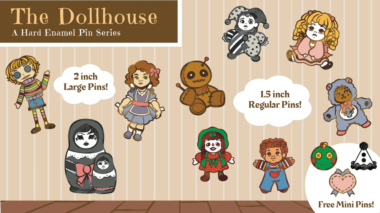 Get Ready for The Dollhouse - Doll Enamel Pins