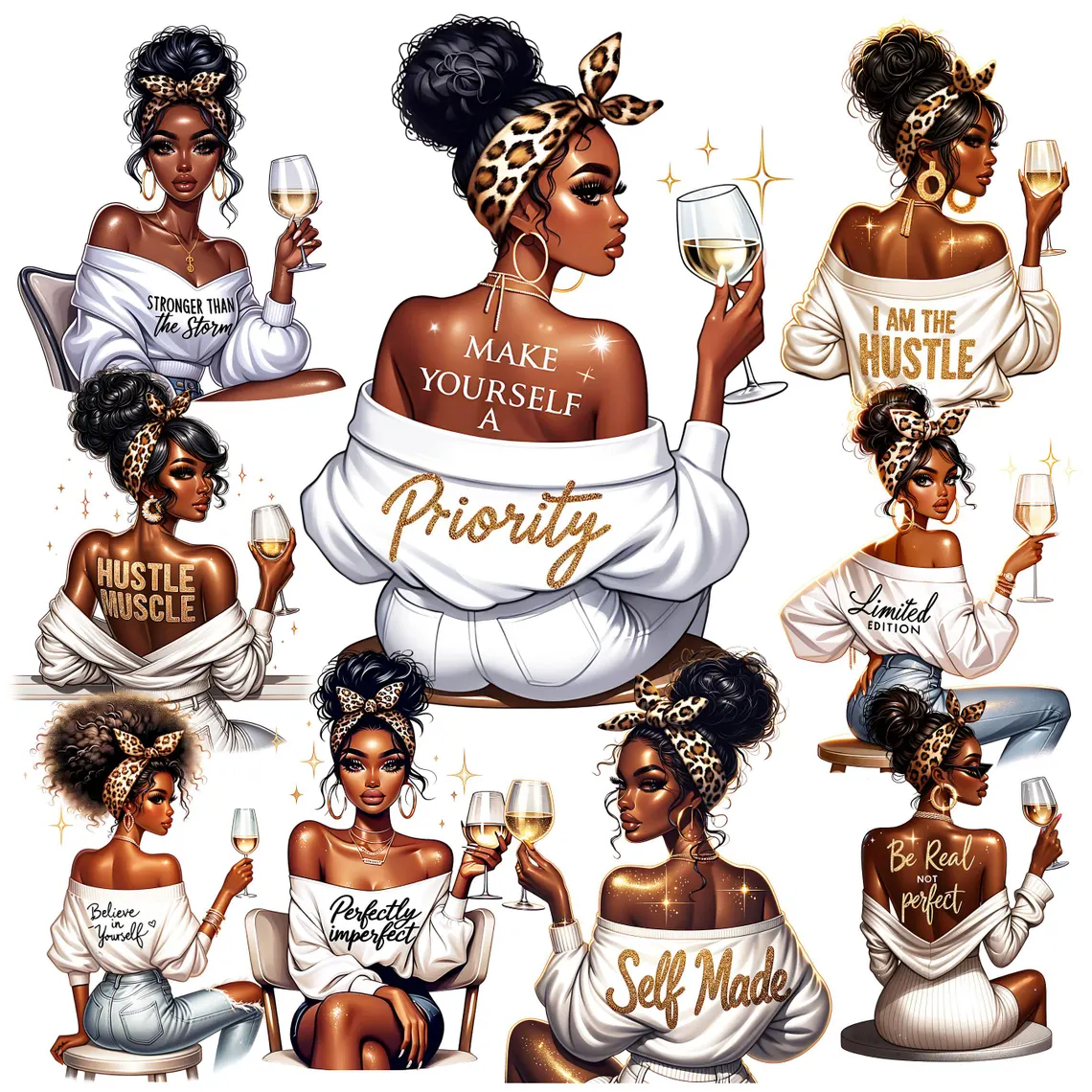 Get Ready for Black Lady Bundle PNG Clipart
