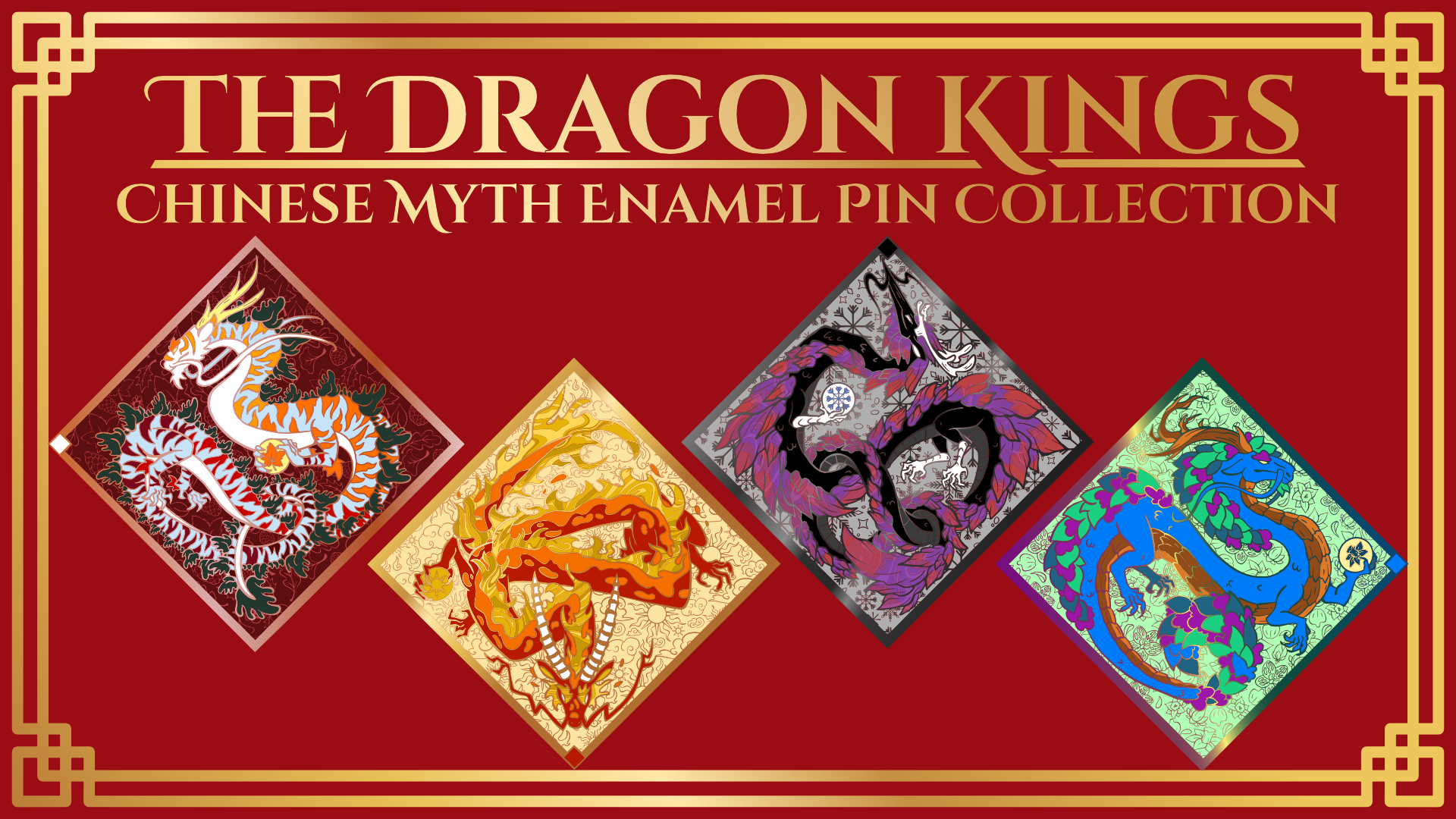 The Dragon Kings: A Chinese Mythology Enamel Pin Collection