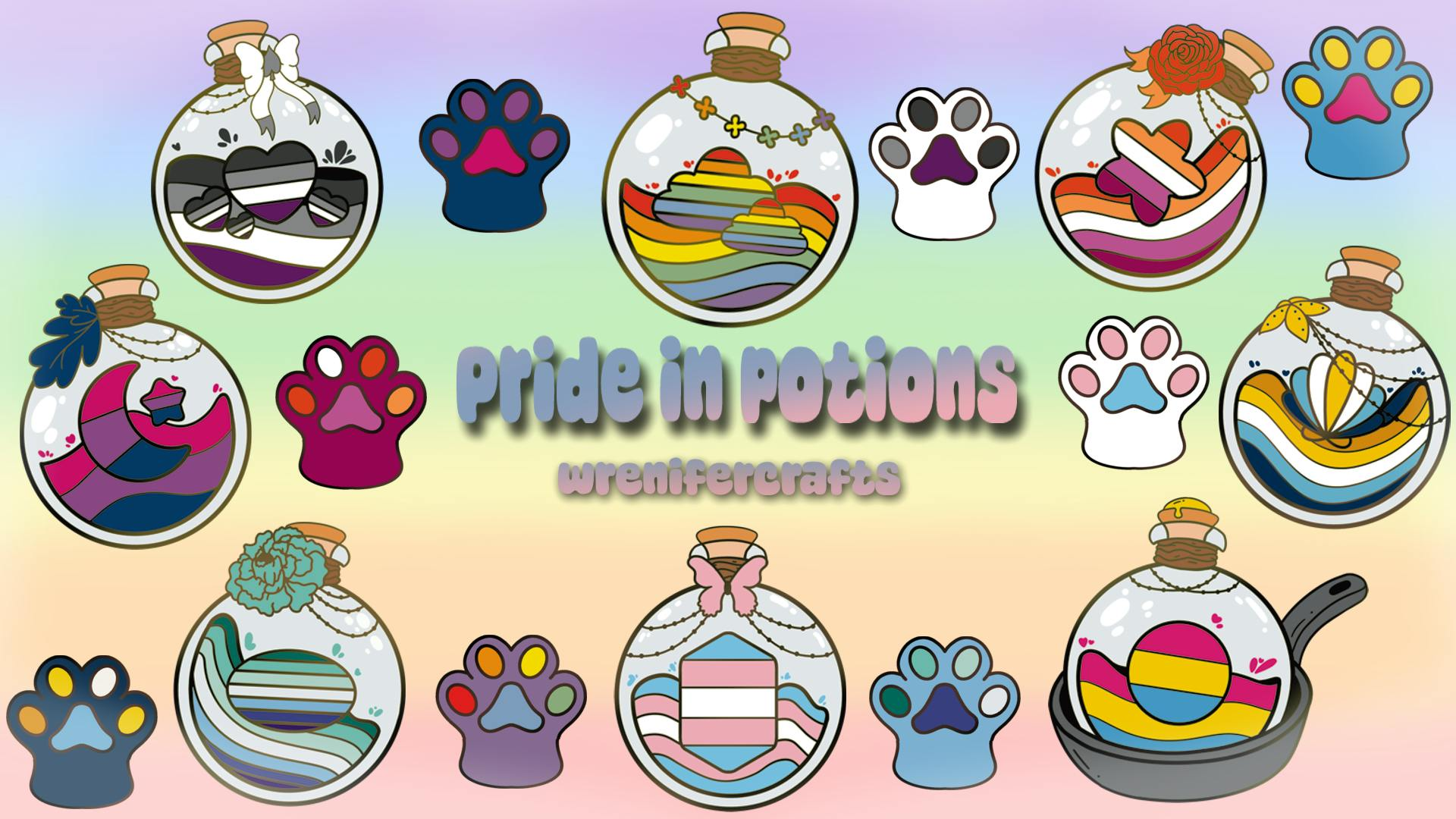 Get Ready for Pride in potions enamel pin collection