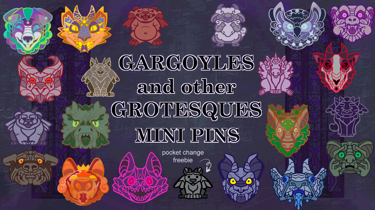 Get Ready for Gargoyles and grotesques pocket change mini pins