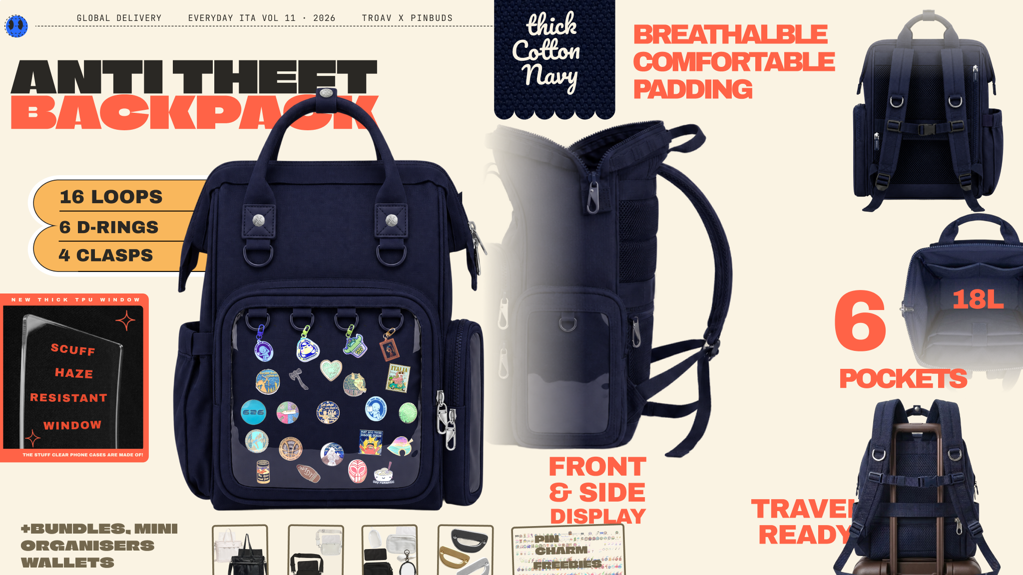 Get Ready for Everyday ITA Bag: 2 Windows, 15" Anti Theft Laptop Backpack