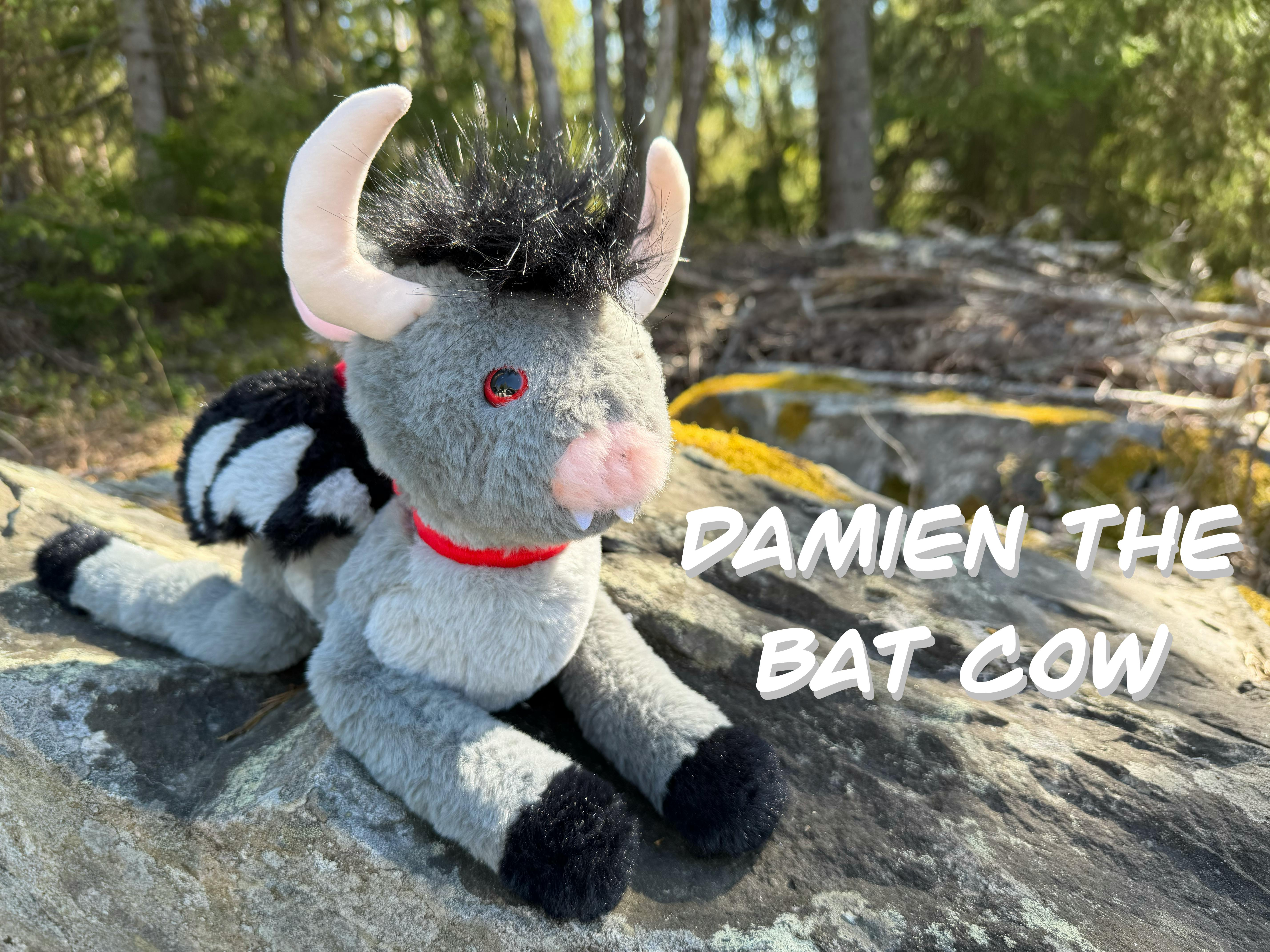 Get Ready for Damien the bat cow plush