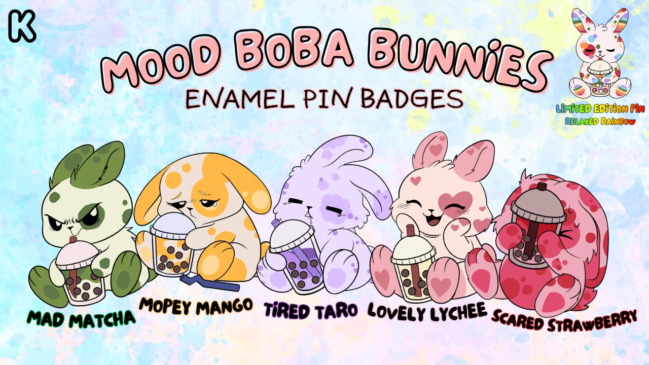 Get Ready for Mood Boba Bunny Enamel Pins