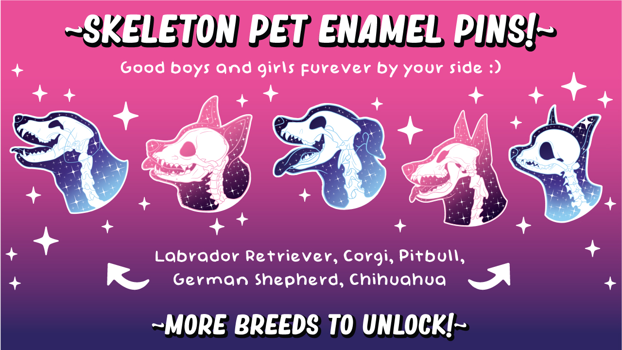 Get Ready for Doggust- Skeleton pet pins! 🖤🐕 ☠️