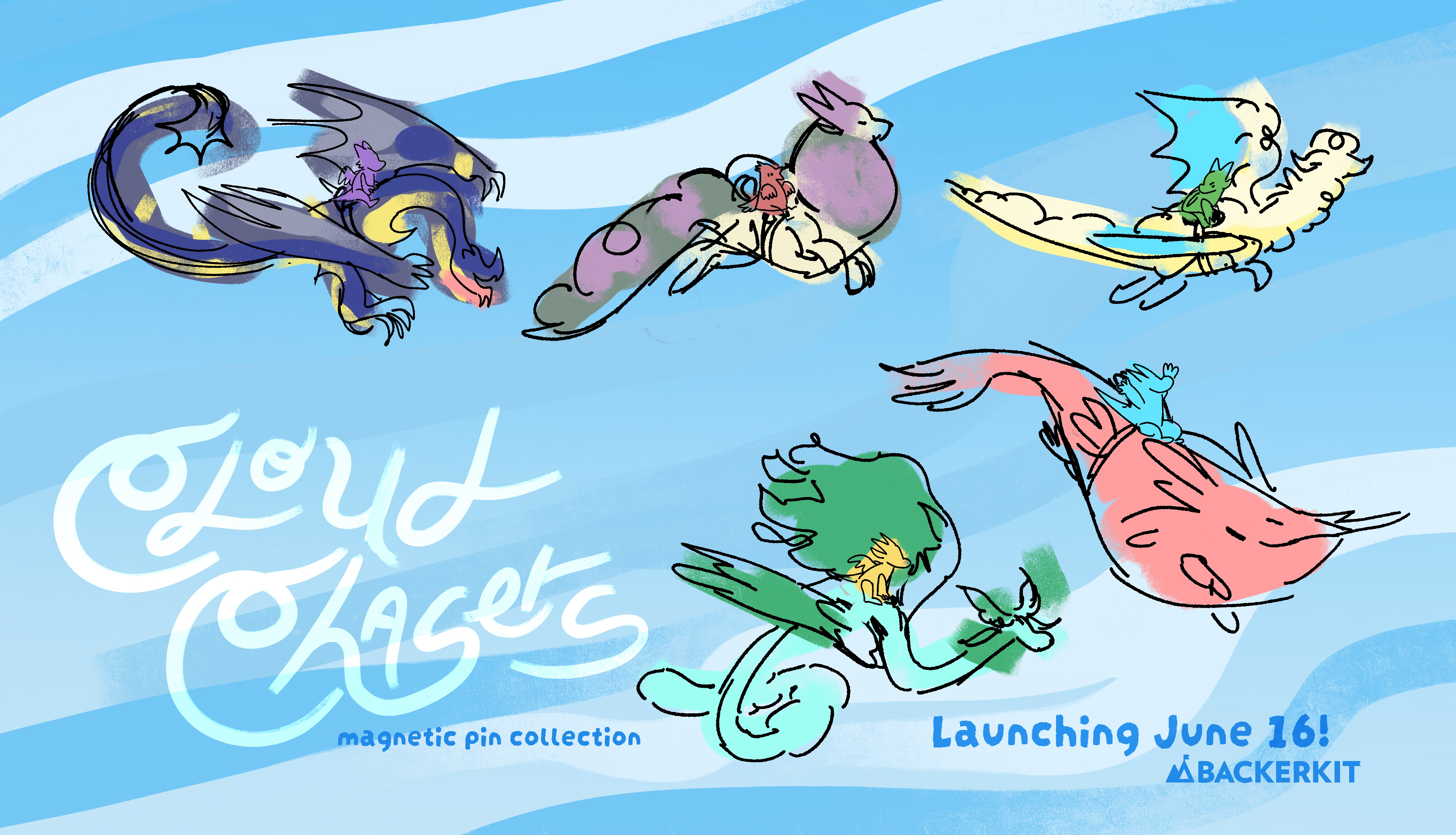 Reach for the Skies with these Cloud Chasers Magnetic Enamel Pin Collection!