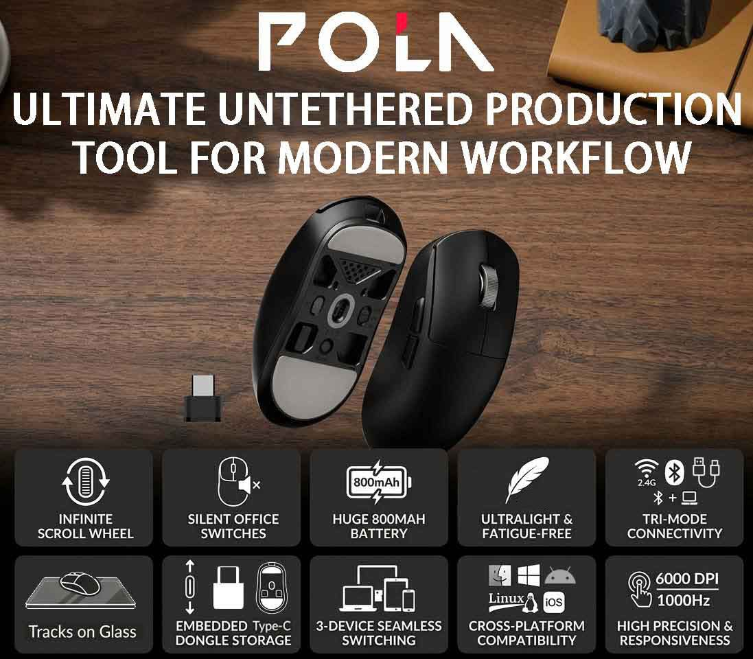 Get Ready for POLA 115 Ultralight Infinite Scroll Silent Work/Game Mouse