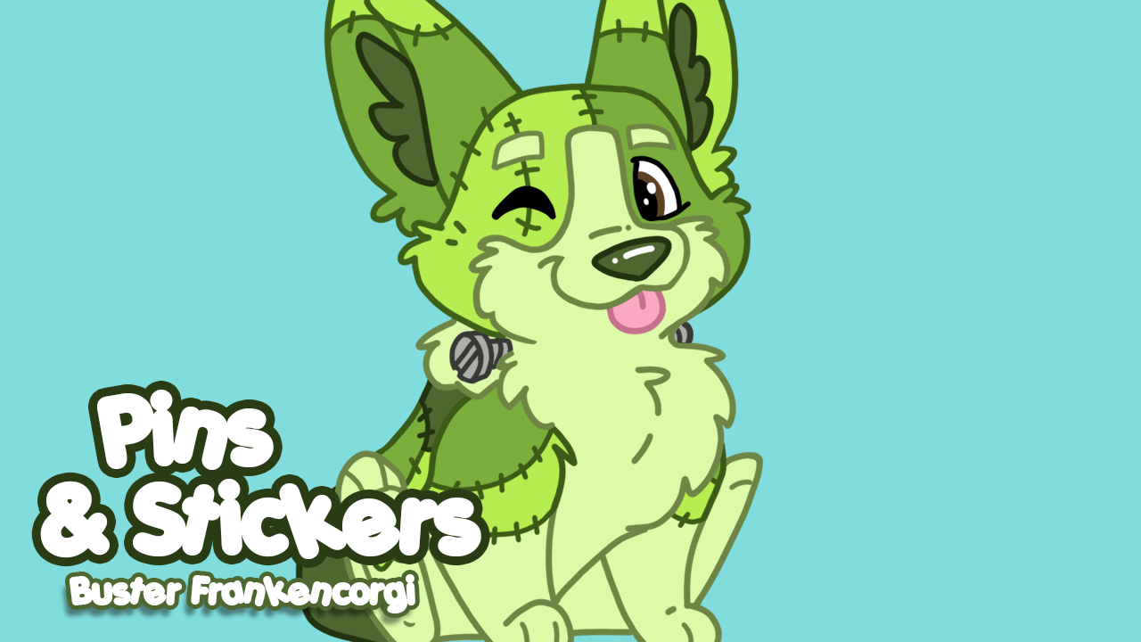 Get Ready for Buster Frankencorgi Pins & Stickers