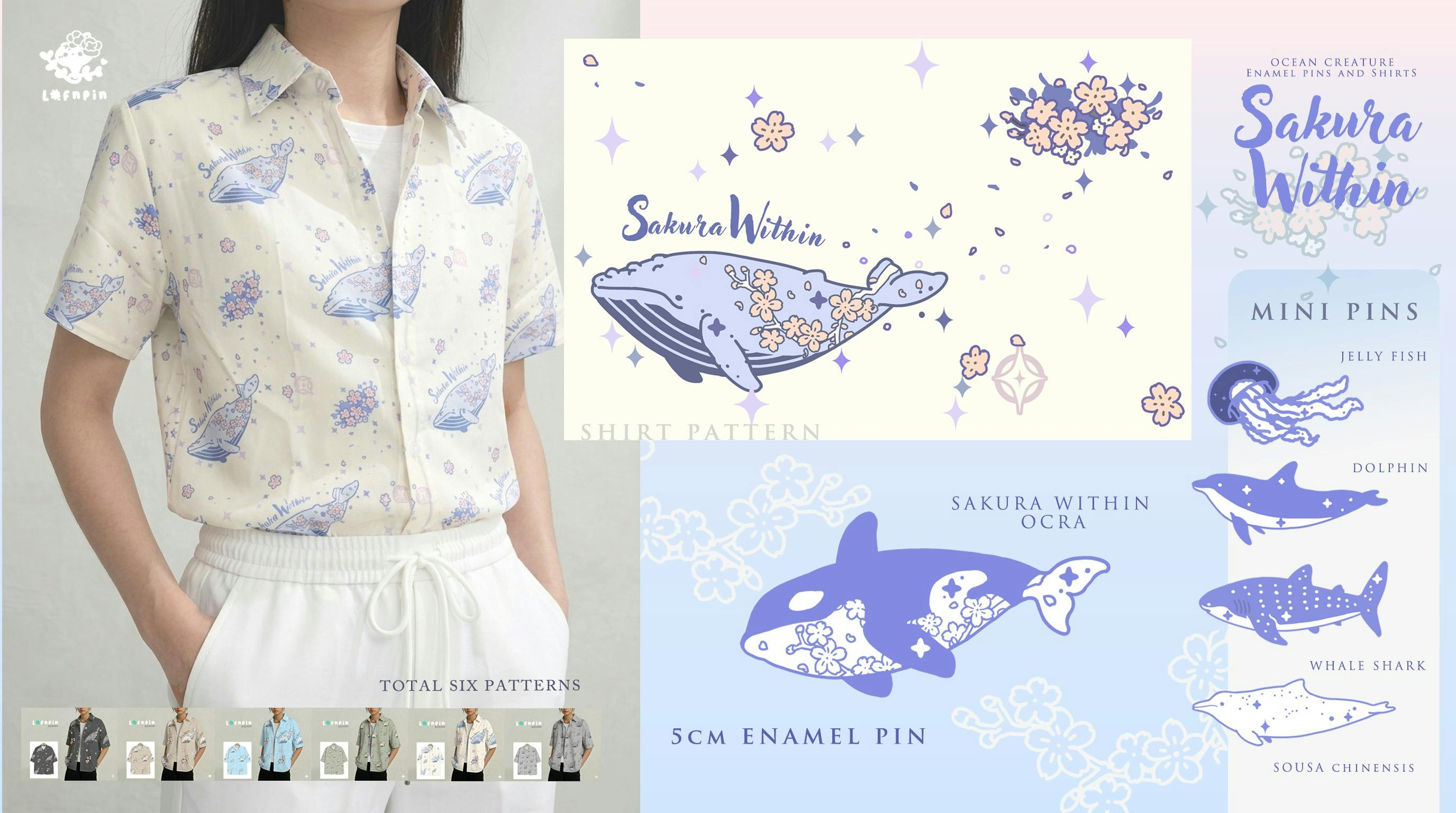 Get Ready for SAKURA WITHIN -Oceacn creatures Enamel pins and Shirt-