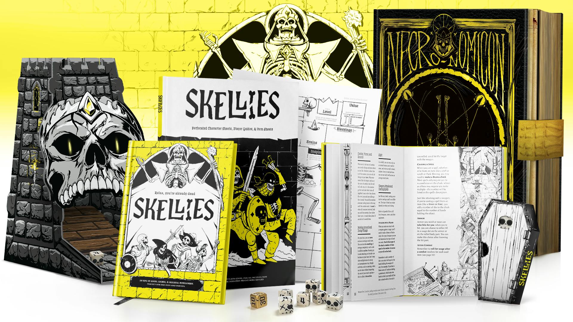 Get Ready for Skellies: an RPG of goofs, liches, and skeletal buffoonery